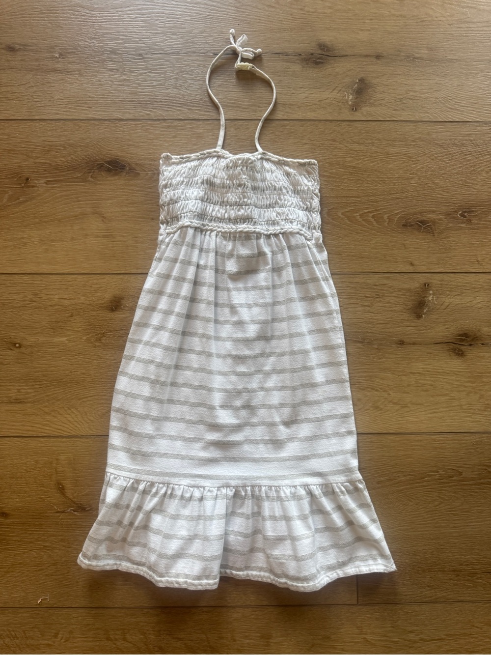 GAP Cream and Beige Striped Halter Dress